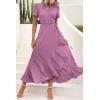 imagePRETTYGARDEN Womens Boho Floral Maxi Dress Summer Short Sleeve Wrap V Neck Long Flowy Beach Vacation Wedding Guest DressesZpurple