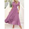 imagePRETTYGARDEN Womens Boho Floral Maxi Dress Summer Short Sleeve Wrap V Neck Long Flowy Beach Vacation Wedding Guest DressesZpurple