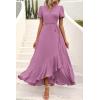 imagePRETTYGARDEN Womens Boho Floral Maxi Dress Summer Short Sleeve Wrap V Neck Long Flowy Beach Vacation Wedding Guest DressesZpurple