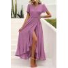 imagePRETTYGARDEN Womens Boho Floral Maxi Dress Summer Short Sleeve Wrap V Neck Long Flowy Beach Vacation Wedding Guest DressesZpurple