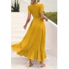 imagePRETTYGARDEN Womens Boho Floral Maxi Dress Summer Short Sleeve Wrap V Neck Long Flowy Beach Vacation Wedding Guest DressesZturmeric