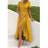 imagePRETTYGARDEN Womens Boho Floral Maxi Dress Summer Short Sleeve Wrap V Neck Long Flowy Beach Vacation Wedding Guest DressesZturmeric