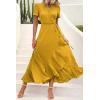 imagePRETTYGARDEN Womens Boho Floral Maxi Dress Summer Short Sleeve Wrap V Neck Long Flowy Beach Vacation Wedding Guest DressesZturmeric