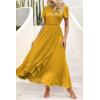 imagePRETTYGARDEN Womens Boho Floral Maxi Dress Summer Short Sleeve Wrap V Neck Long Flowy Beach Vacation Wedding Guest DressesZturmeric