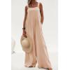 imagePRETTYGARDEN Womens Casual One Piece Romper Fashion Sleeveless Wide Leg Pants Rompers Beige ApricotMedium