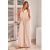 imagePRETTYGARDEN Womens Casual One Piece Romper Fashion Sleeveless Wide Leg Pants Rompers Beige ApricotMedium