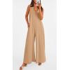 imagePRETTYGARDEN Womens Casual Summer Overall Jumpsuits Sleeveless Tank V Neck Wide Leg Loose One Piece Romper Beige YellowLarge