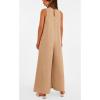 imagePRETTYGARDEN Womens Casual Summer Overall Jumpsuits Sleeveless Tank V Neck Wide Leg Loose One Piece Romper Beige YellowLarge