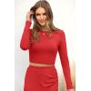 imagePRETTYGARDEN Womens Fall 2 Piece Outfits Track Suits Long Sleeve Crop Tops Bodycon Midi Skirt Slit Dress Matching Sets