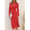 imagePRETTYGARDEN Womens Fall 2 Piece Outfits Track Suits Long Sleeve Crop Tops Bodycon Midi Skirt Slit Dress Matching Sets