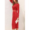 imagePRETTYGARDEN Womens Fall 2 Piece Outfits Track Suits Long Sleeve Crop Tops Bodycon Midi Skirt Slit Dress Matching Sets