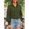 imagePRETTYGARDEN Womens Fall Button Down Shirts Dressy Casual Spring Long Puff Sleeve Eyelet Loose Fit Collared Blouse TopArmy Green