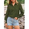 imagePRETTYGARDEN Womens Fall Button Down Shirts Dressy Casual Spring Long Puff Sleeve Eyelet Loose Fit Collared Blouse TopArmy Green