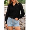 imagePRETTYGARDEN Womens Fall Button Down Shirts Dressy Casual Spring Long Puff Sleeve Eyelet Loose Fit Collared Blouse TopBlack