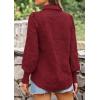 imagePRETTYGARDEN Womens Fall Button Down Shirts Dressy Casual Spring Long Puff Sleeve Eyelet Loose Fit Collared Blouse TopWine Red