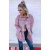 imagePRETTYGARDEN Womens Fall Clothes Plaid Shacket Jacket Trendy Casual Long Sleeve Button Down Flannel Shirts Fashion BlousePlaid Pink