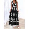 imagePRETTYGARDEN Womens Floral Maxi Dress 2026 Sleeveless Vneck Belt Ruffle Long Dresses Boho Summer Beach Vacation ClothesBlack