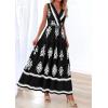 imagePRETTYGARDEN Womens Floral Maxi Dress 2026 Sleeveless Vneck Belt Ruffle Long Dresses Boho Summer Beach Vacation ClothesBlack