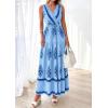 imagePRETTYGARDEN Womens Floral Maxi Dress 2026 Sleeveless Vneck Belt Ruffle Long Dresses Boho Summer Beach Vacation ClothesBlue