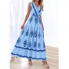 imagePRETTYGARDEN Womens Floral Maxi Dress 2026 Sleeveless Vneck Belt Ruffle Long Dresses Boho Summer Beach Vacation ClothesBlue