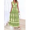 imagePRETTYGARDEN Womens Floral Maxi Dress 2026 Sleeveless Vneck Belt Ruffle Long Dresses Boho Summer Beach Vacation ClothesGreen