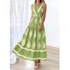 imagePRETTYGARDEN Womens Floral Maxi Dress 2026 Sleeveless Vneck Belt Ruffle Long Dresses Boho Summer Beach Vacation ClothesGreen