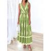 imagePRETTYGARDEN Womens Floral Maxi Dress 2026 Sleeveless Vneck Belt Ruffle Long Dresses Boho Summer Beach Vacation ClothesGreen
