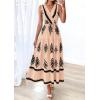 imagePRETTYGARDEN Womens Floral Maxi Dress 2026 Sleeveless Vneck Belt Ruffle Long Dresses Boho Summer Beach Vacation ClothesKhaki