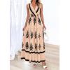 imagePRETTYGARDEN Womens Floral Maxi Dress 2026 Sleeveless Vneck Belt Ruffle Long Dresses Boho Summer Beach Vacation ClothesKhaki