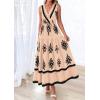 imagePRETTYGARDEN Womens Floral Maxi Dress 2026 Sleeveless Vneck Belt Ruffle Long Dresses Boho Summer Beach Vacation ClothesKhaki