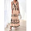 imagePRETTYGARDEN Womens Floral Maxi Dress 2026 Sleeveless Vneck Belt Ruffle Long Dresses Boho Summer Beach Vacation ClothesKhaki
