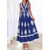 imagePRETTYGARDEN Womens Floral Maxi Dress 2026 Sleeveless Vneck Belt Ruffle Long Dresses Boho Summer Beach Vacation ClothesNavy Blue