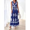 imagePRETTYGARDEN Womens Floral Maxi Dress 2026 Sleeveless Vneck Belt Ruffle Long Dresses Boho Summer Beach Vacation ClothesNavy Blue