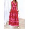 imagePRETTYGARDEN Womens Floral Maxi Dress 2026 Sleeveless Vneck Belt Ruffle Long Dresses Boho Summer Beach Vacation ClothesRed