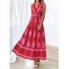 imagePRETTYGARDEN Womens Floral Maxi Dress 2026 Sleeveless Vneck Belt Ruffle Long Dresses Boho Summer Beach Vacation ClothesRed