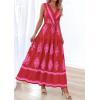 imagePRETTYGARDEN Womens Floral Maxi Dress 2026 Sleeveless Vneck Belt Ruffle Long Dresses Boho Summer Beach Vacation ClothesRed