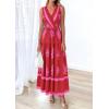 imagePRETTYGARDEN Womens Floral Maxi Dress 2026 Sleeveless Vneck Belt Ruffle Long Dresses Boho Summer Beach Vacation ClothesRed