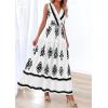 imagePRETTYGARDEN Womens Floral Maxi Dress 2026 Sleeveless Vneck Belt Ruffle Long Dresses Boho Summer Beach Vacation ClothesWhite Black Flower