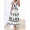 imagePRETTYGARDEN Womens Floral Maxi Dress 2026 Sleeveless Vneck Belt Ruffle Long Dresses Boho Summer Beach Vacation ClothesWhite Black Flower