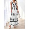 imagePRETTYGARDEN Womens Floral Maxi Dress 2026 Sleeveless Vneck Belt Ruffle Long Dresses Boho Summer Beach Vacation ClothesWhite Black Flower