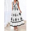 imagePRETTYGARDEN Womens Floral Maxi Dress 2026 Sleeveless Vneck Belt Ruffle Long Dresses Boho Summer Beach Vacation ClothesWhite Black Flower