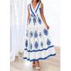 imagePRETTYGARDEN Womens Floral Maxi Dress 2026 Sleeveless Vneck Belt Ruffle Long Dresses Boho Summer Beach Vacation ClothesWhite Blue Flower