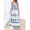 imagePRETTYGARDEN Womens Floral Maxi Dress 2026 Sleeveless Vneck Belt Ruffle Long Dresses Boho Summer Beach Vacation ClothesWhite Blue Flower