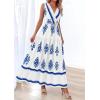 imagePRETTYGARDEN Womens Floral Maxi Dress 2026 Sleeveless Vneck Belt Ruffle Long Dresses Boho Summer Beach Vacation ClothesWhite Blue Flower