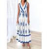 imagePRETTYGARDEN Womens Floral Maxi Dress 2026 Sleeveless Vneck Belt Ruffle Long Dresses Boho Summer Beach Vacation ClothesWhite Blue Flower