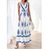imagePRETTYGARDEN Womens Floral Maxi Dress 2026 Sleeveless Vneck Belt Ruffle Long Dresses Boho Summer Beach Vacation ClothesWhite Blue Flower