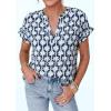 imagePRETTYGARDEN Womens Floral Print Short Sleeve Summer Tops 2026 Trendy V Neck Loose Boho Shirts Casual Work BlousesFloral Navy Blue
