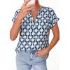 imagePRETTYGARDEN Womens Floral Print Short Sleeve Summer Tops 2026 Trendy V Neck Loose Boho Shirts Casual Work BlousesFloral Navy Blue