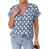 imagePRETTYGARDEN Womens Floral Print Short Sleeve Summer Tops 2026 Trendy V Neck Loose Boho Shirts Casual Work BlousesFloral Navy Blue