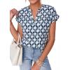 imagePRETTYGARDEN Womens Floral Print Short Sleeve Summer Tops 2026 Trendy V Neck Loose Boho Shirts Casual Work BlousesFloral Navy Blue